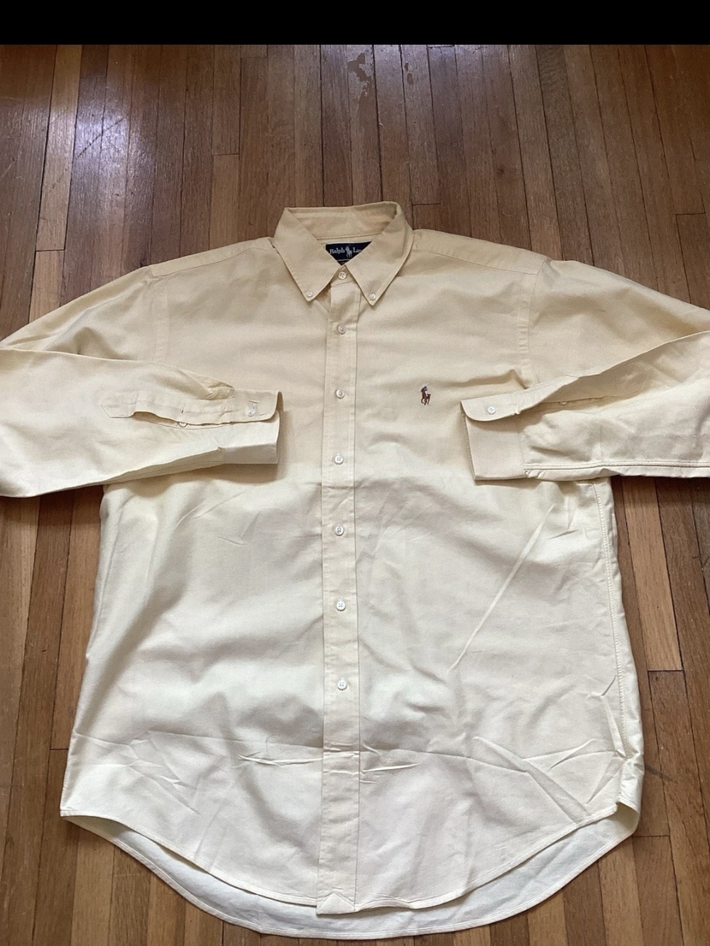 Polo Ralph Lauren Men's 15.5-34 Solid Yellow Dress Shirt,100% Cotton,Logo,MINT
